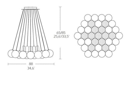 SPHERE - Taklampa 37 LED – Fyrkantig takplatta, 85 höjd.